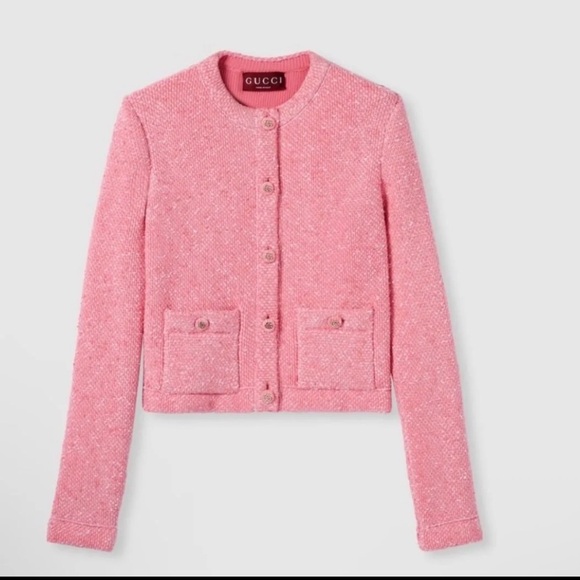 Gucci Jackets & Blazers - Gucci Pink Button-Front Cardigan NWT with Gucci hanger and Gucci garment bag